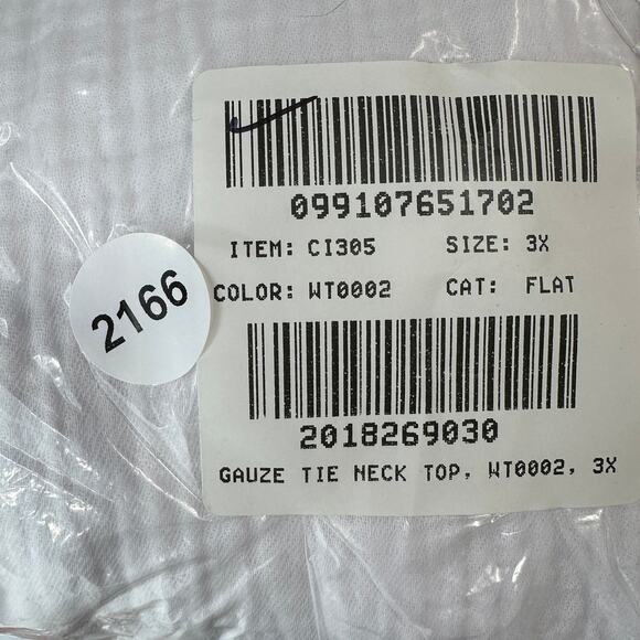 J.Crew Long Sleeve Gauze Tie-neck Top 3X White Ruffle Neck Pullover Elastic Cuff - Picture 9 of 9